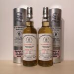 Two bottles of premium Ben Nevis Single Malt Scotch Whisky from the coveted 2010 vintage, ideal for whisky investment enthusiasts, elegantly presented in their cylindrical packaging and showcased on a refined surface.