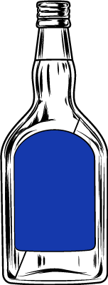 This illustration showcases a premium, high-value whisky investment: a clear glass bottle with a blue label and cap, reflecting short-term whisky packaging quality.