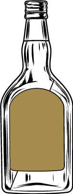 This black and white illustration depicts a premium glass whisky bottle, featuring a classic cork stopper. Designed to convey the elegance of short-term whisky investments, the bottle is adorned with a blank brown label, symbolizing quality and potential for high-value returns.