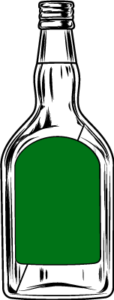 This illustration showcases a clear glass bottle with a green label and screw cap, ideal for short-term whisky storage, embodying the essence of high-value brand quality and premium whisky investment.