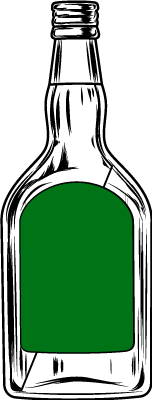 This illustration showcases a clear glass bottle with a green label and screw cap, ideal for short-term whisky storage, embodying the essence of high-value brand quality and premium whisky investment.