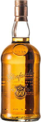 The Glenfarclas 60-year-old Scotch whisky, featuring a coppery-gold hue and an embossed label, is a top-tier investment opportunity within high-value whisky brands.