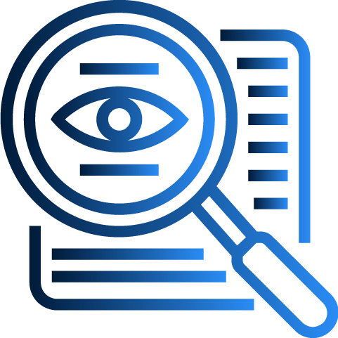 A magnifying glass featuring an eye icon hovers over a document, embodying the meticulous scrutiny and precision essential in mastering high-value whisky investments, from aging cask to premium bottle.