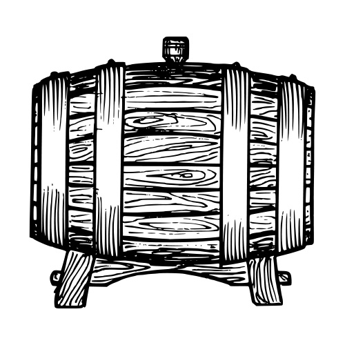 Illustration of a premium oak whisky barrel on a stand, symbolizing high-value investment opportunities and showcasing the quality craftsmanship associated with luxury whisky brands against a backdrop of stunning sky images.