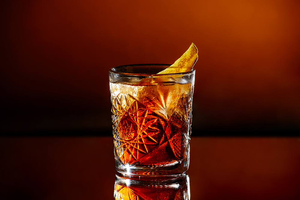 whisky glass with orange slice