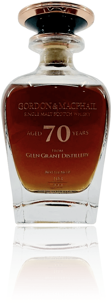 Unlock a remarkable investment opportunity with an exclusive Glen Grant whisky bottle offer. This rare Gordon & MacPhail Single Malt Scotch Whisky, aged 70 years, originates from the historic Glen Grant Distillery. As bottle number 103, it represents an unparalleled addition to any whisky investor's collection, showcasing both prestige and quality.