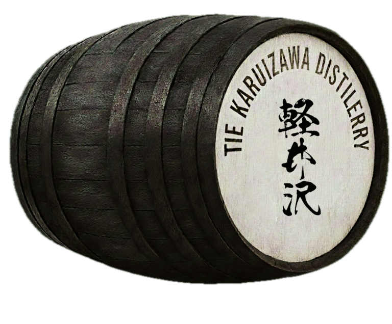 A premium whisky barrel from Karuizawa Distillery, featuring branded lettering and Japanese characters, perfect for whisky investors.