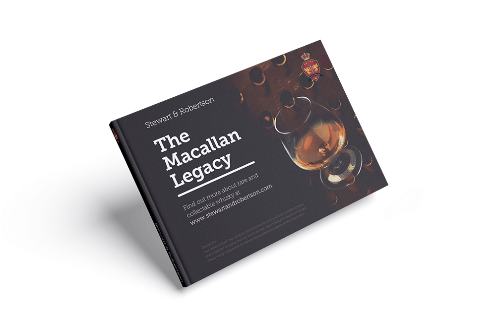 A high-quality photo of "The Macallan Legacy" whisky book, featuring whisky glasses on the cover, displayed on a white background.